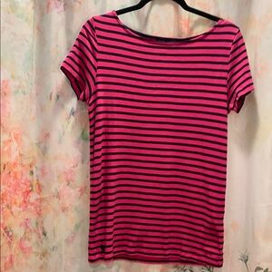 Ralph Lauren Pink and White Fitted Short Sleeve T-Shirt